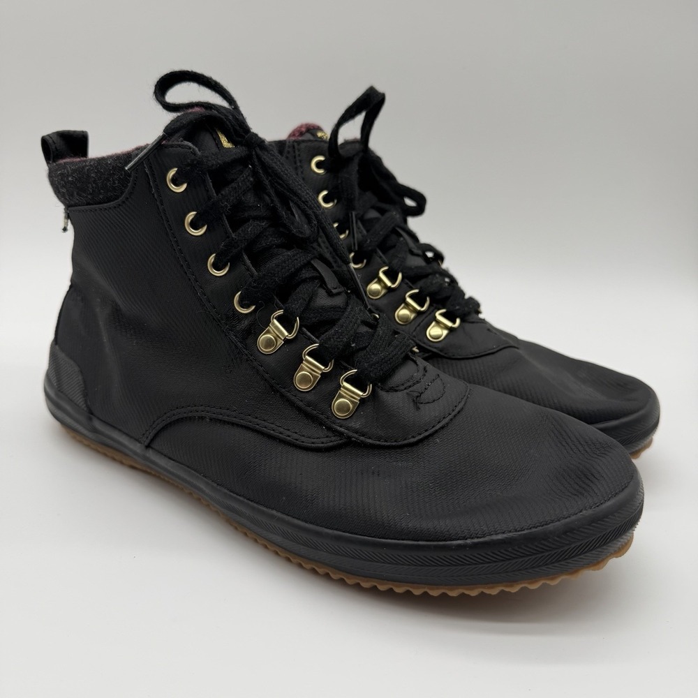 Keds Women's Scout II Water Resistant Black Canvas Ankle Boots High Top Size 10W
